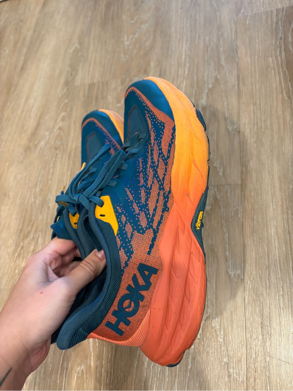 Hoka Teal and Orange Trail Running Shoes